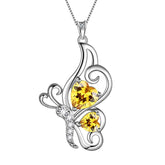 Butterfly Birthstone November Citrine Necklace Sterling Silver - Necklaces - Aurora Tears